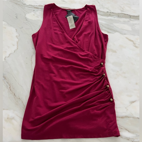 ANN TAYLOR RASPBERRY FAUX WRAP TOP SMALL NWTS! - Picture 11 of 17